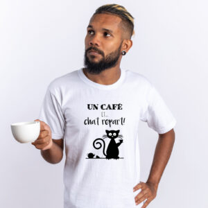 T-shirt – Un café et chat repart!