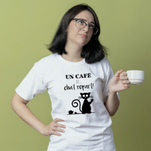 T-shirt – Un café et chat repart!