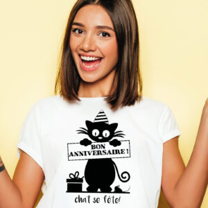 T-shirt – Bon anniversaire! Chat se fête!