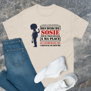 T-shirt – Recherche sosie pour travailler à ma place le lendemain du carnaval de Binche